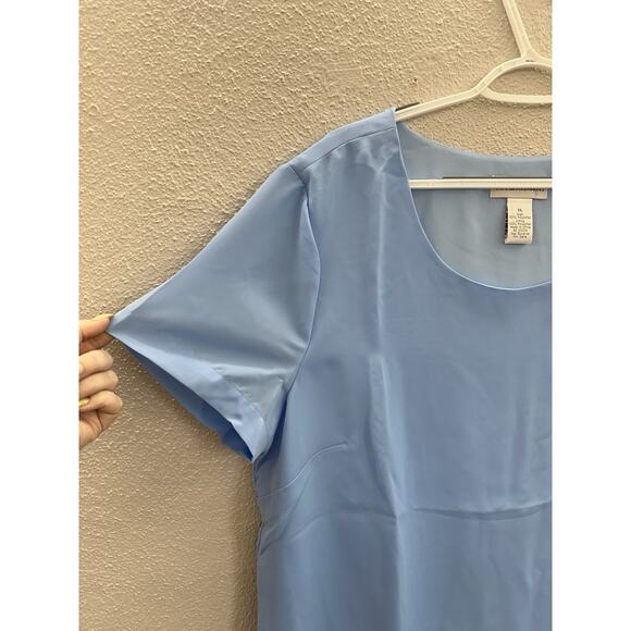 Drapers & Damons Womens Blouse Size XL Blue Short Sleeve Lined - Picture 2 of 12